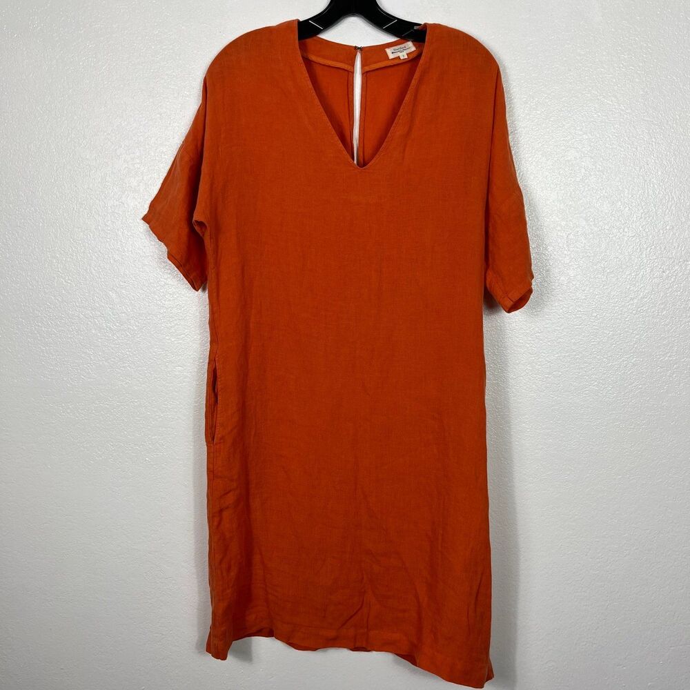 Hartford Orange Linen Dress with pockets size 1